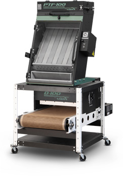 Model S1-27 stand shown with PTF-100 System and D-100 Conveyor Dryer